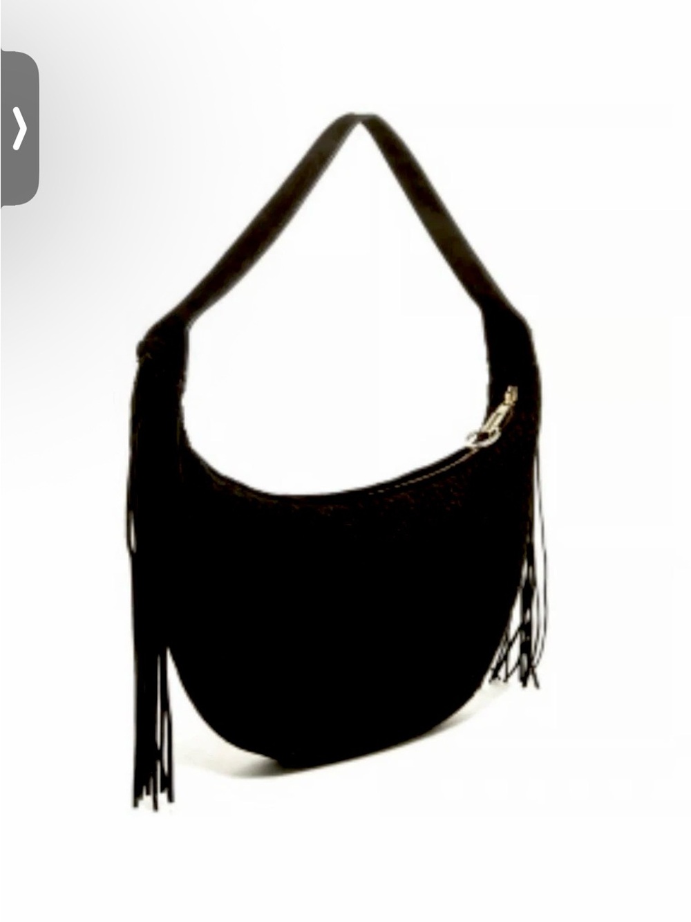 Elizabeth and James Black Suede Hobo Fringe Tassel